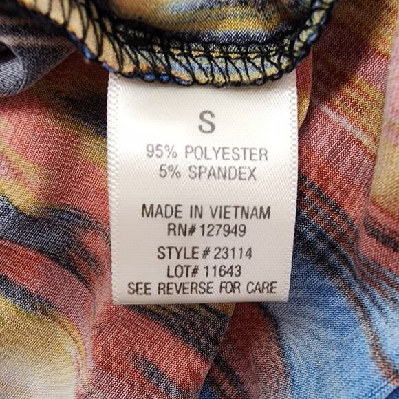 Emma & Michele Dress Womens S Multicolor Ikat Print Stretch Faux Wrap Pockets - Picture 4 of 9